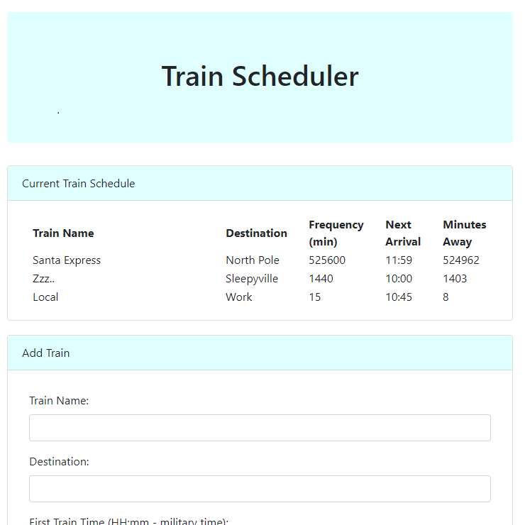 Train Scheduler